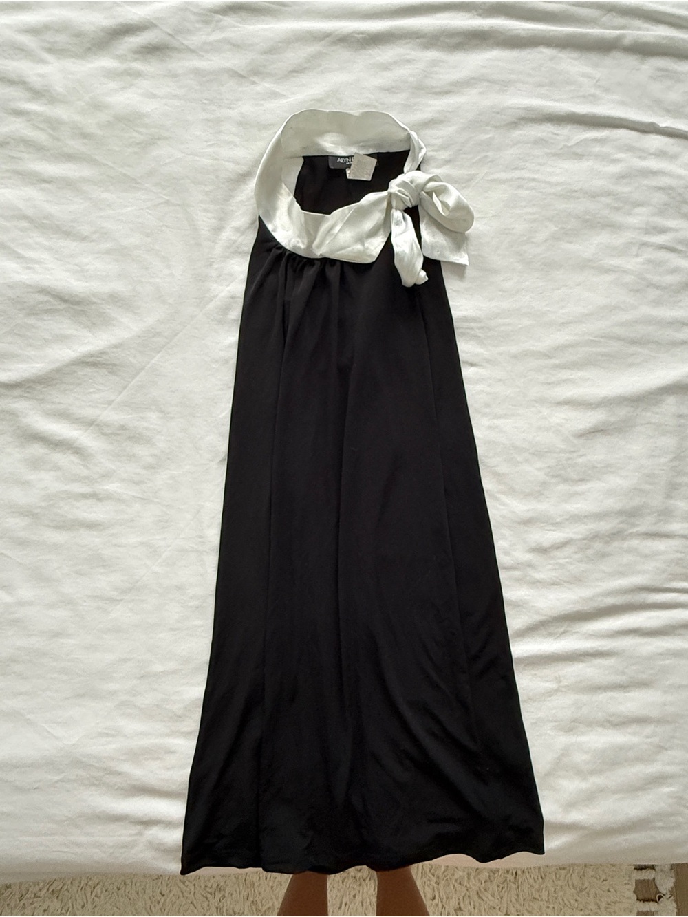 New Vintage Alyn Paige Halter Tunic Top, S, extremely rare! White Satin Straps